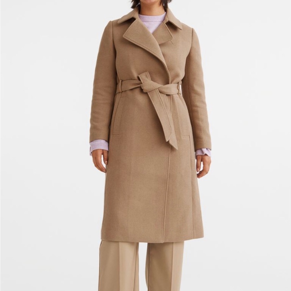 H&M belted tie belt wrap coat